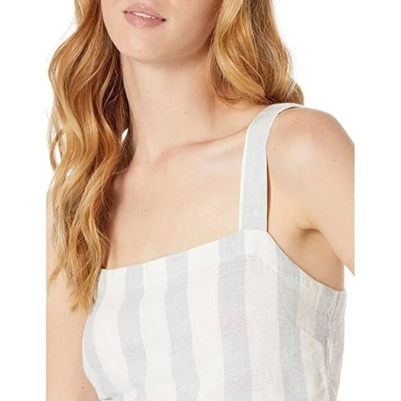 Madewell NWT Linen Blend Abbie Crop Top in Blue White Stripe Size XXL - Picture 4 of 13